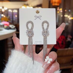 Elegant Silver 925 Crystal Drop Earrings